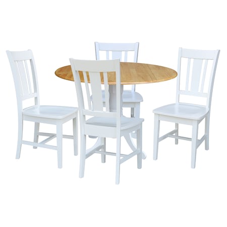 International Concepts 42 in. Dual Drop Leaf Table with 4 Splat Back Dining Chairs - 5 Piece Dining Set K02-42DP-C08-10-4